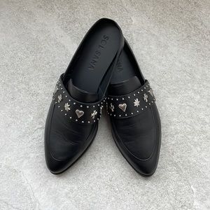 Black leather studded slides - Sol Sana Australia